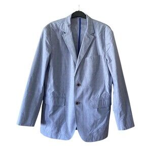 Arturo Calle Men's Blazer  XXL Two Button Cotton Spring Summer Jacket Blue Plaid